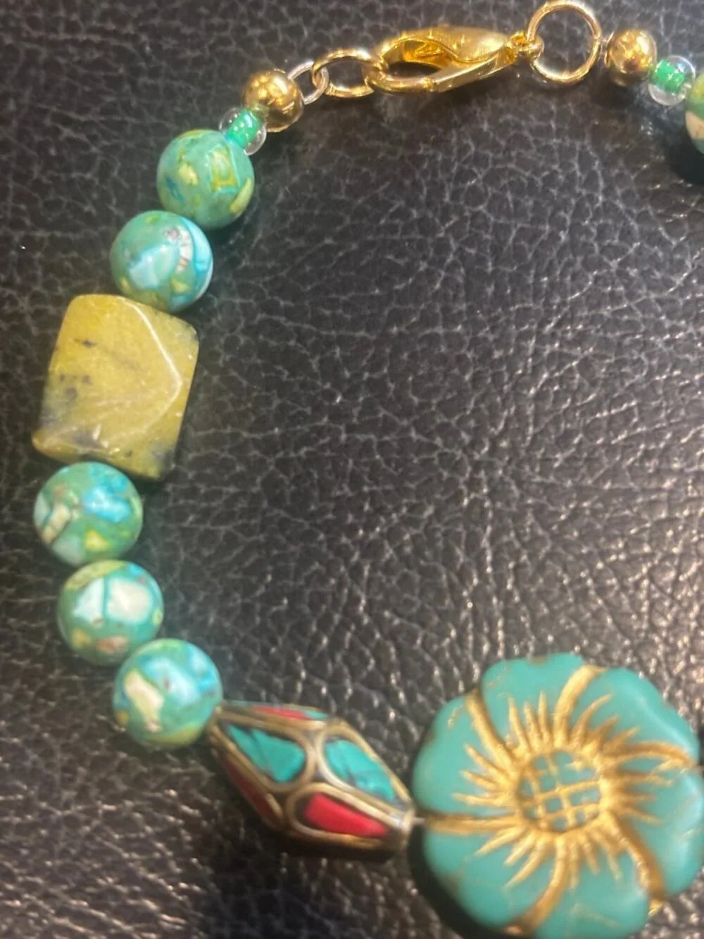 Boho Floral Handcrafted Natural Stone Tibetan Beads Bracelet
